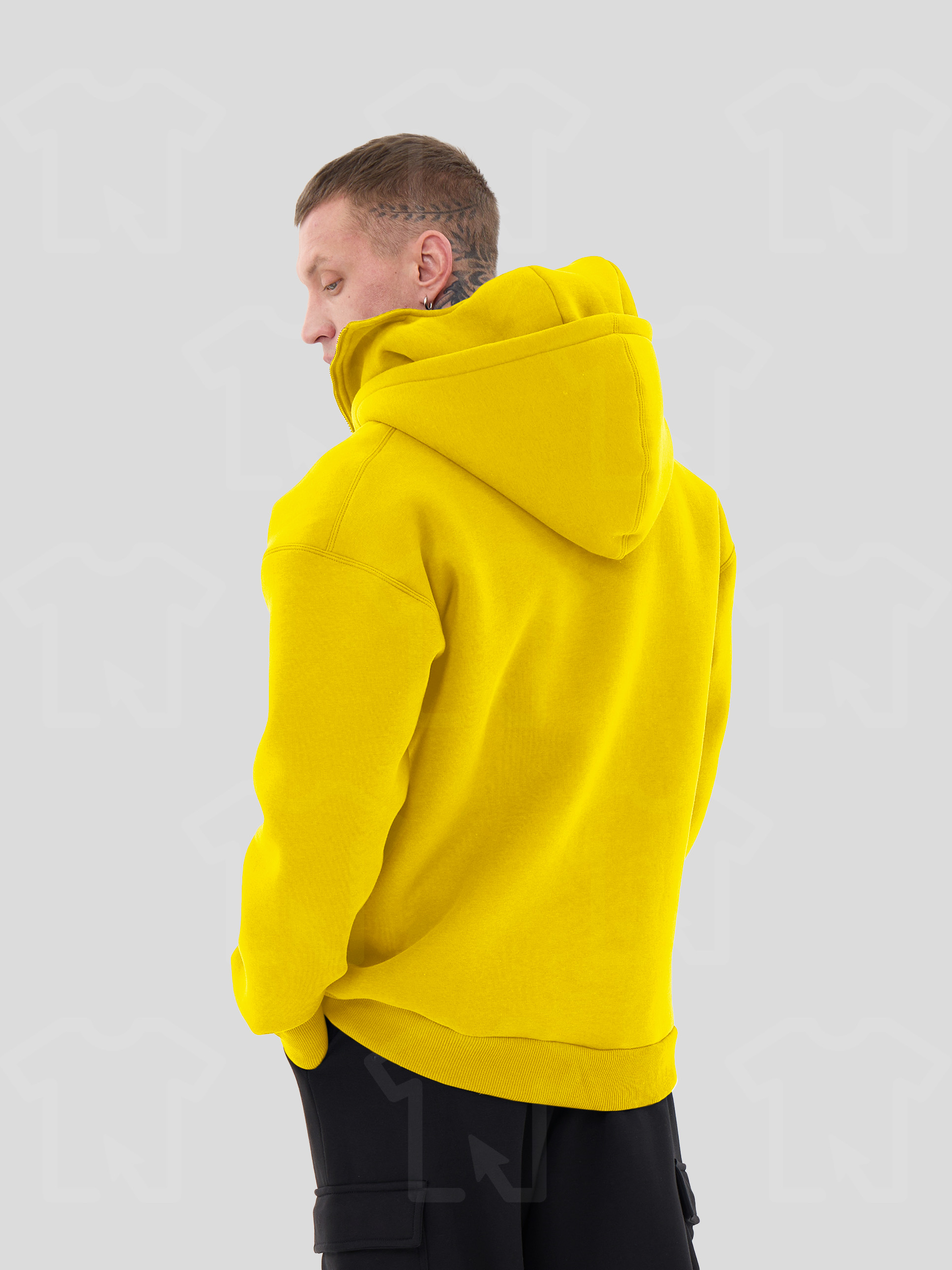 Худи Oversize BALACLAVA ZIP (на молнии) Премиум с начесом, цвет: желтый